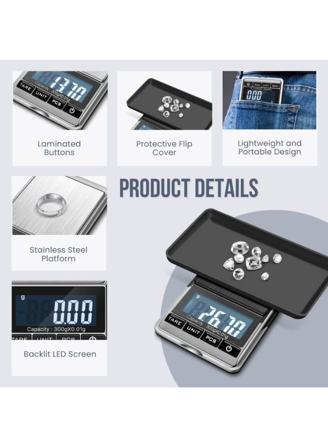 Jewelry scale, high-precision digital pocket scale 500g/0.01g, jewelry and gemstone weighing scale - Image 4