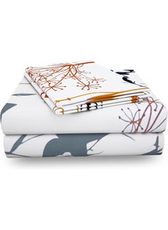 Story@Home Story@Home Metro Gold 186 TC 100% Cotton Floral Pattern Double Bedsheet With 2 Pillow Cover, White  - Image 5