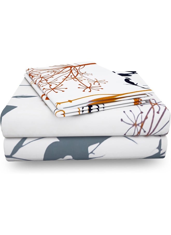 Story@Home Story@Home Metro Gold 186 TC 100% Cotton Floral Pattern Double Bedsheet With 2 Pillow Cover, White  - Image 5