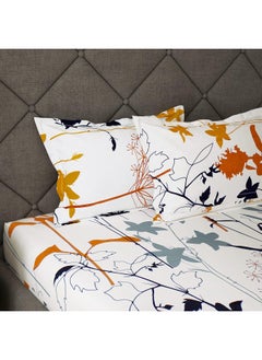 Story@Home Story@Home Metro Gold 186 TC 100% Cotton Floral Pattern Double Bedsheet With 2 Pillow Cover, White  - Image 2