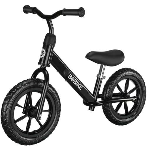 Bobike Toddler Balance Bike Toys for 2 to 5 Year Old Girls Boys Adjustable Seat and Handlebar NoPedal Training Bike Best Gifts for Kids Black - Image 1