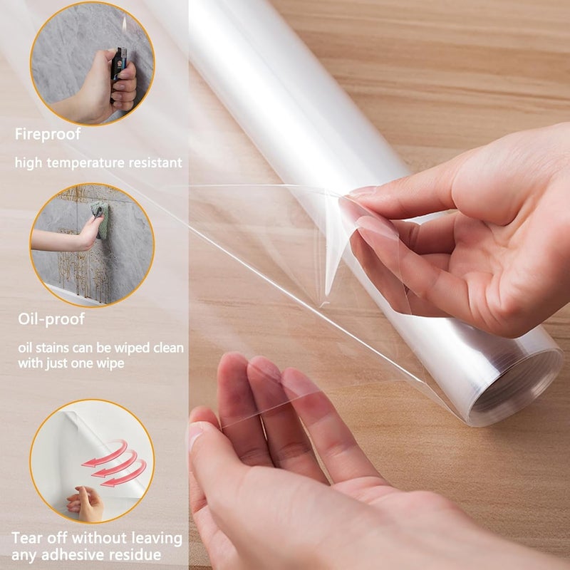 WALLFLY -India Self-Adhesive Transparent Protective Film, Kitchen Wall Protection Cover- Oil/Water Splash Proof Guard | Clear Contact Paper (61 x 500 cm, 32.83 ft²) - Image 2
