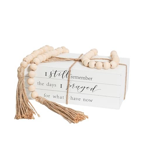 RUIRUICO Decorative Books for Home Decor, Wooden Faux Book for Decoration, Farmhouse Stacked Display Books (I still remember the days) - Image 1