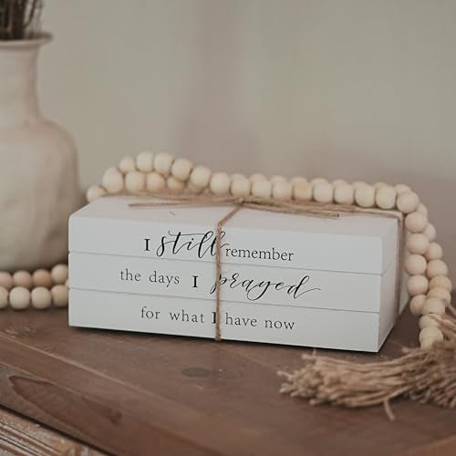 RUIRUICO Decorative Books for Home Decor, Wooden Faux Book for Decoration, Farmhouse Stacked Display Books (I still remember the days) - Image 2