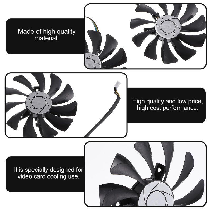 Plastic Video Card Cooling Fan Pair High Efficiency Replacement for Gaming PC - Image 4