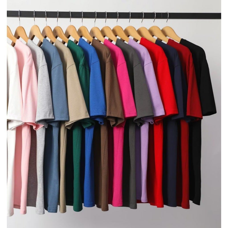 Foreign Trade Pure Cotton Heavyweight Thickeneded Cotton Short-Sleeved T-Shirt Men's Summer Off-Shoulder Tops Round Neck Bottoming Shirt for Men - Image 2