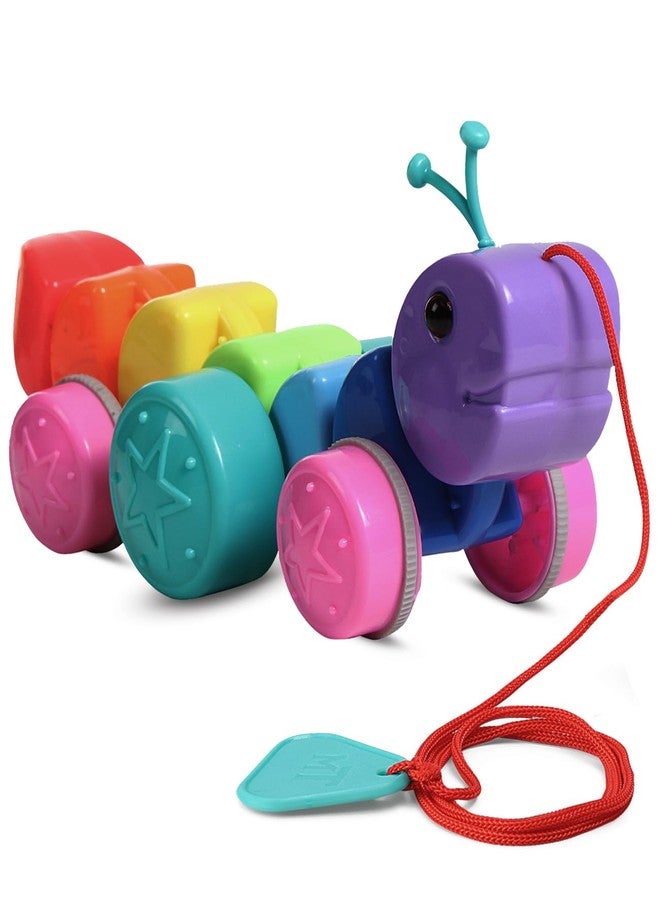 FIRSTCRY INTELLISKILLS Intelliskills Premium Colourful Rainbow Caterpillar Pull Along Toy for Kids,Pull String Toy for 3+Years,Early Walking&Motor Skill Development,Pulling Toys with Rattle Sound,BIS Certified,Birthday Gift - Image 1