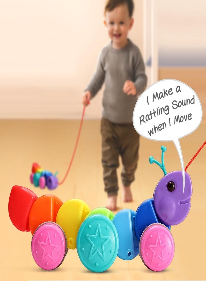 FIRSTCRY INTELLISKILLS Intelliskills Premium Colourful Rainbow Caterpillar Pull Along Toy for Kids,Pull String Toy for 3+Years,Early Walking&Motor Skill Development,Pulling Toys with Rattle Sound,BIS Certified,Birthday Gift - Image 4