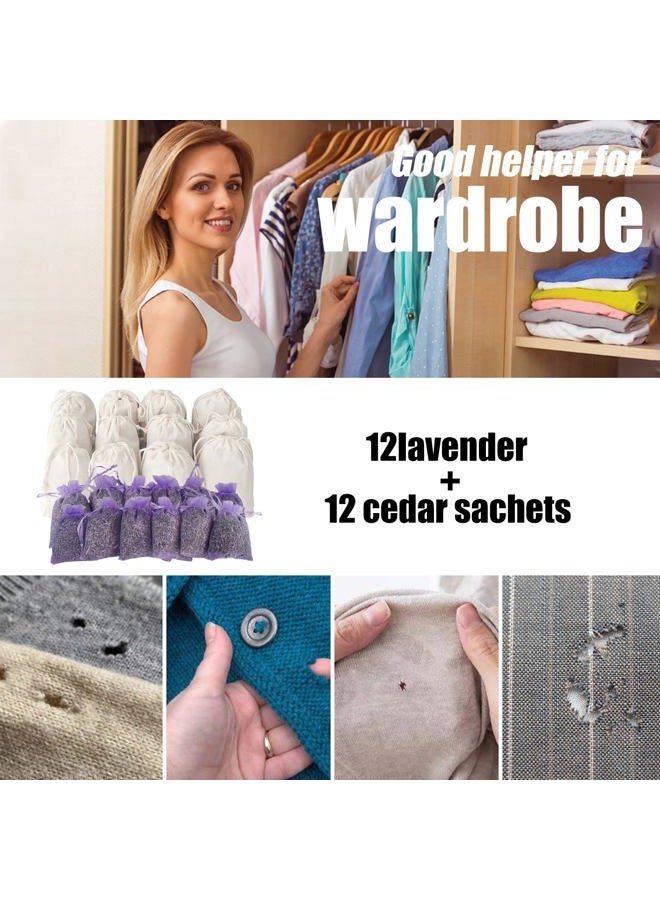 Cedar Space Cedar Blocks for Clothes Storage Set of 24, Cedar Sachets 12-Pcs Lavender Sachets 12-Pcs, 100% Aromatic Red Cedar Accessories for Wardrobes Closets and Drawers - Image 2