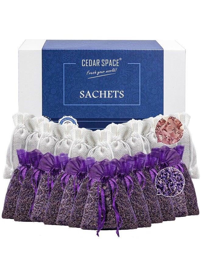 Cedar Space Cedar Blocks for Clothes Storage Set of 24, Cedar Sachets 12-Pcs Lavender Sachets 12-Pcs, 100% Aromatic Red Cedar Accessories for Wardrobes Closets and Drawers - Image 1