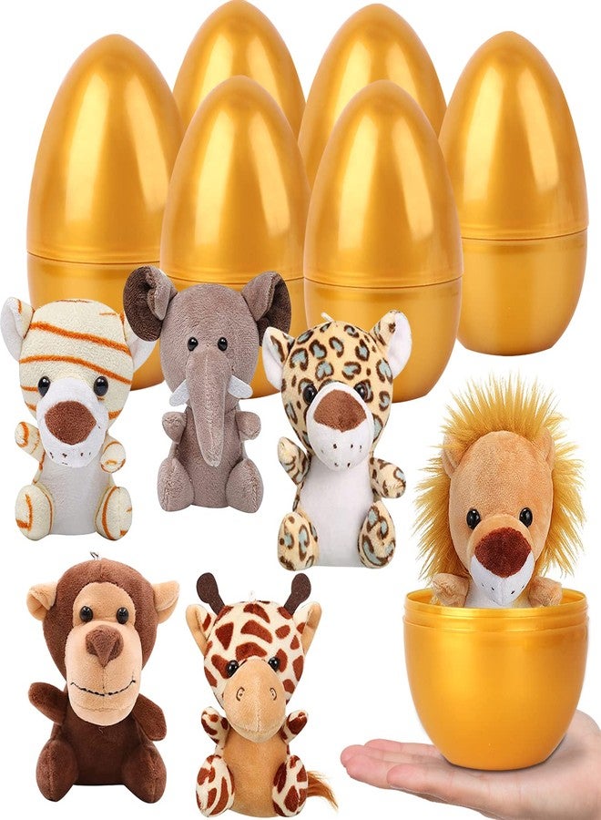 YUJUN 6pc Easter Eggs with Plush Animal Toys, Mini Stuffed Animals for Kids Party Favors, Basket Stuffers & Egg Fillers - Image 1