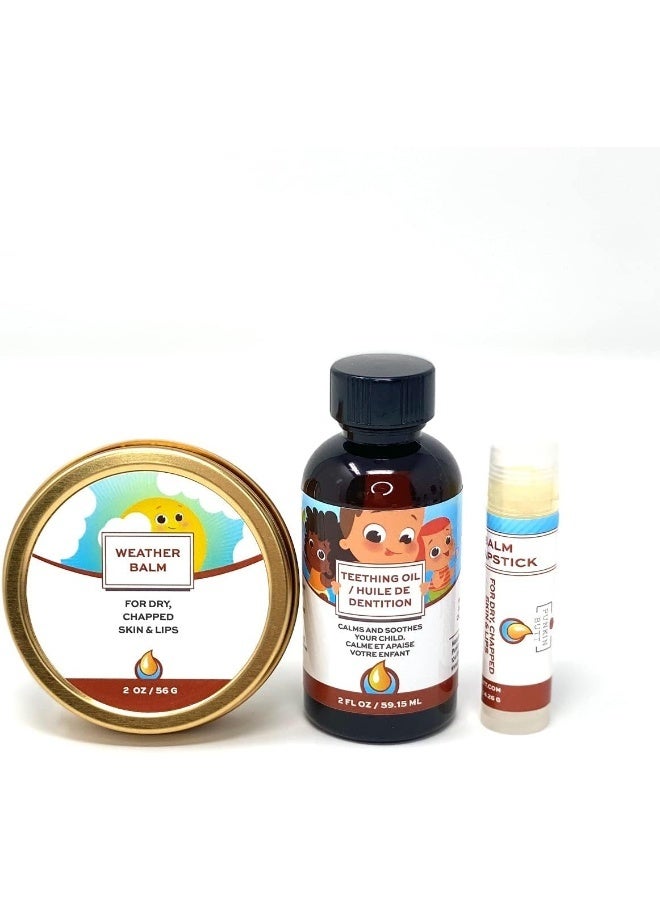 Punkin Butt Teething Oil and Baby Weather Balm Set for Sore Gum Relief and Dry Chapped Skin from Drool Rash | All Natural, Organic, Safe for Infants, Chemical-Free - Image 1
