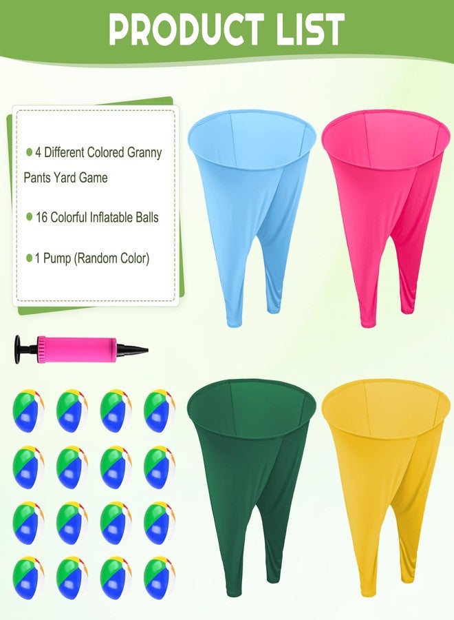 ROMANKAS Grandma Pants Outdoor Game 4 PCS Fun Party Game Pants with 16 Bouncy Balls and 1 Air Pump (Random Colors) Granny Pants Outdoor Games for Adults and Family Entertainment Group Activities - Image 3
