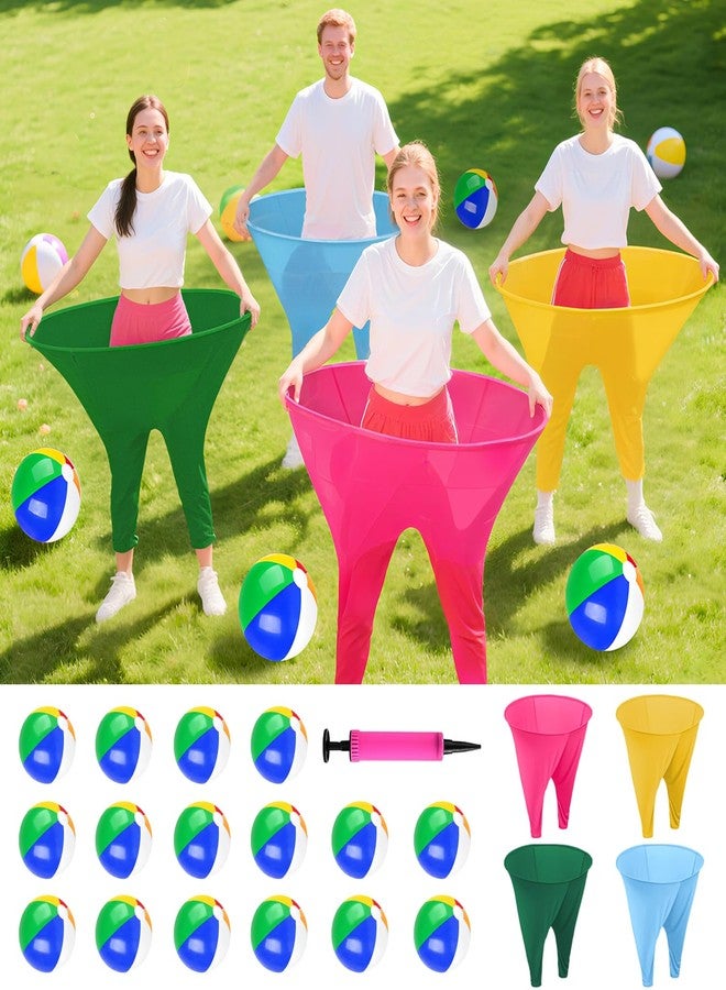 ROMANKAS Grandma Pants Outdoor Game 4 PCS Fun Party Game Pants with 16 Bouncy Balls and 1 Air Pump (Random Colors) Granny Pants Outdoor Games for Adults and Family Entertainment Group Activities - Image 1