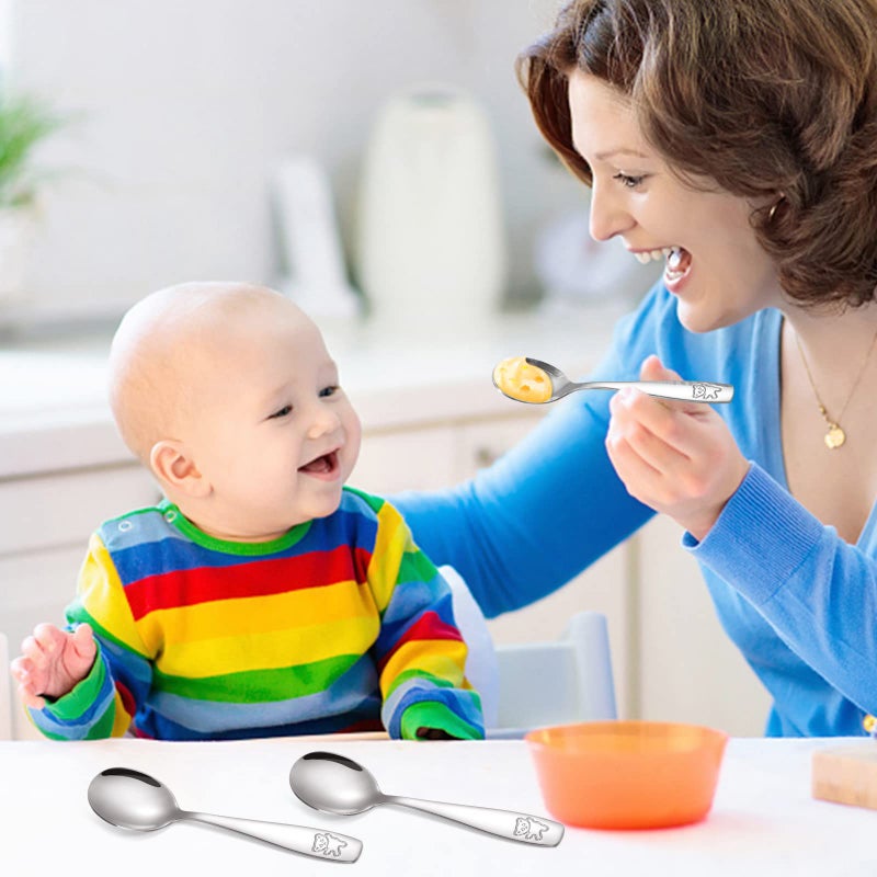 Pimoys 9 Pieces Toddler Spoons Kids Spoons, Kids Silverware Stainless Steel Toddler Utensils Metal Kids Cutlery Set Baby and Children Safe Flatware, Perfect for Small Hands - Image 4