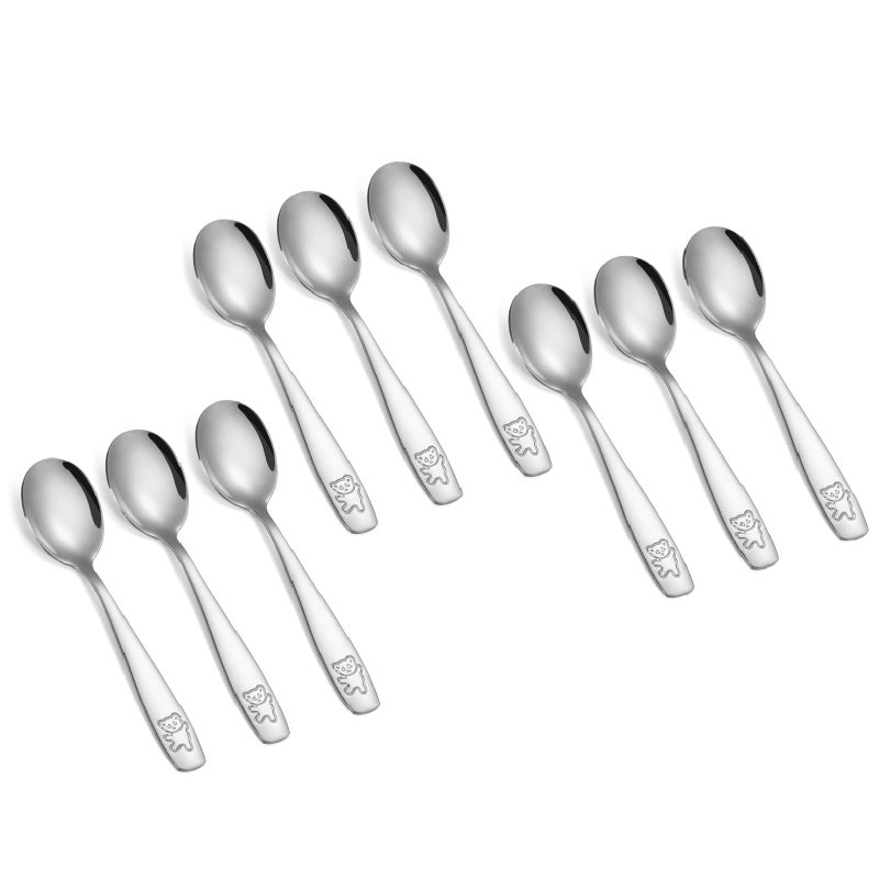 Pimoys 9 Pieces Toddler Spoons Kids Spoons, Kids Silverware Stainless Steel Toddler Utensils Metal Kids Cutlery Set Baby and Children Safe Flatware, Perfect for Small Hands - Image 1