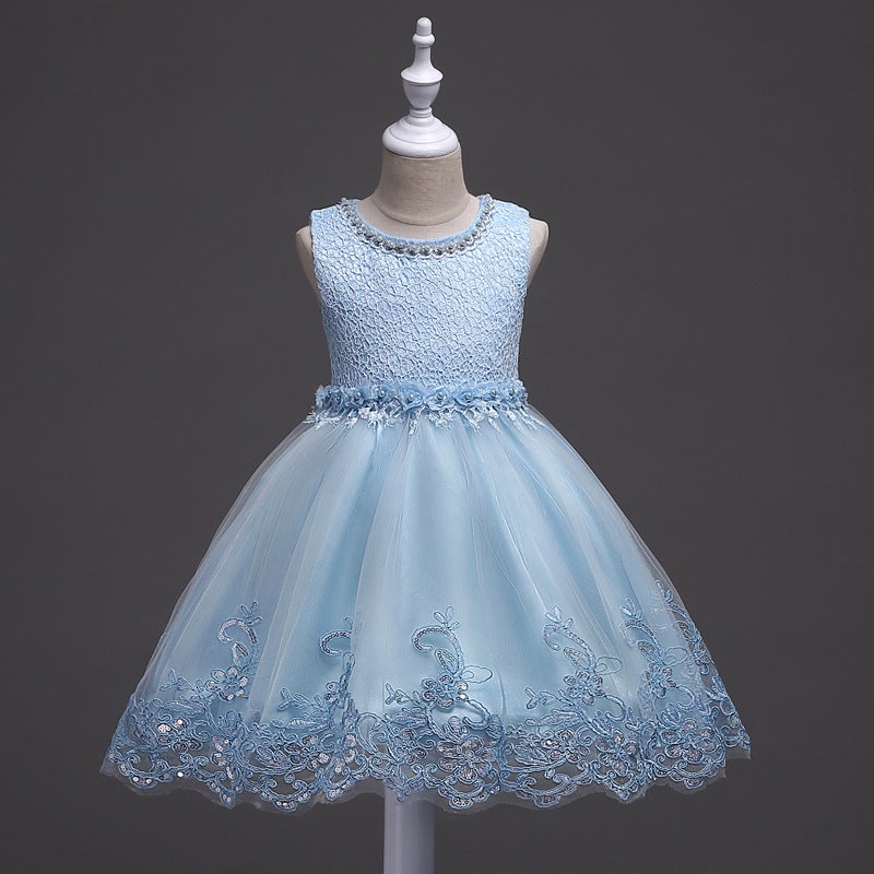 Children'S Dress Girls' Dress Flower Girl'S Sleeveless Knee-Length Wedding Dress Princess Dress Girls' Party Birthday Tutu Dress - Image 1