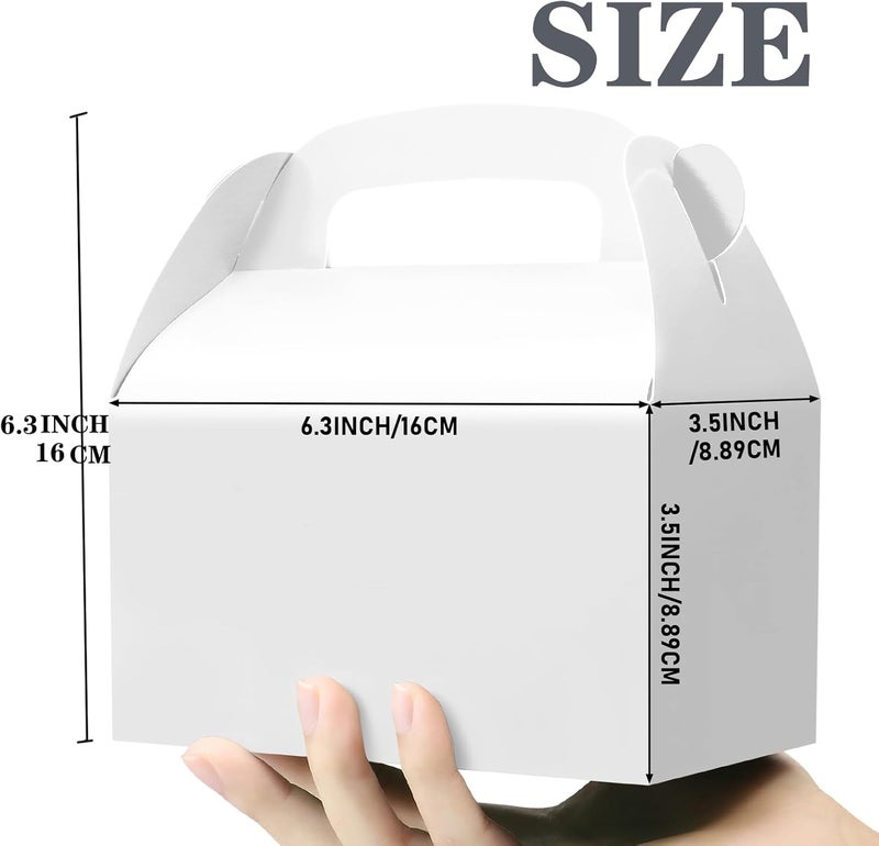Oletx 30-Pack White Party Favor Treat Boxes, Goodie Gable Paper Gift Boxes with Handles. Perfect for Wedding, Birthday, Graduation, Babyshower. - Image 2