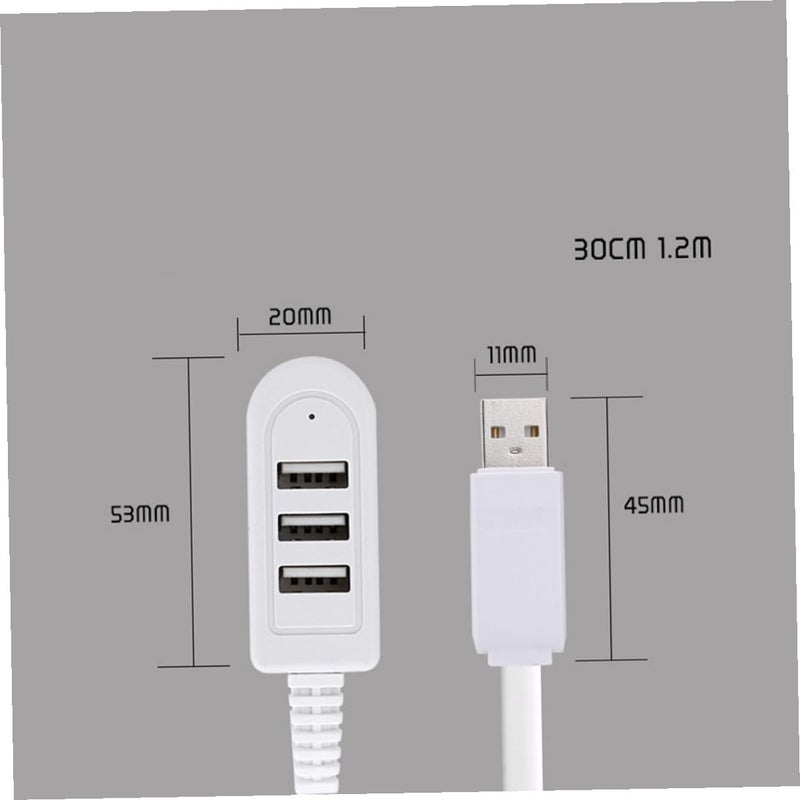 محور USB متعدد المنافذ كابل تمديد 0.25 متر أبيض شاحن سريع 3 أمبير للمنزل والمكتب والكمبيوتر - Image 3