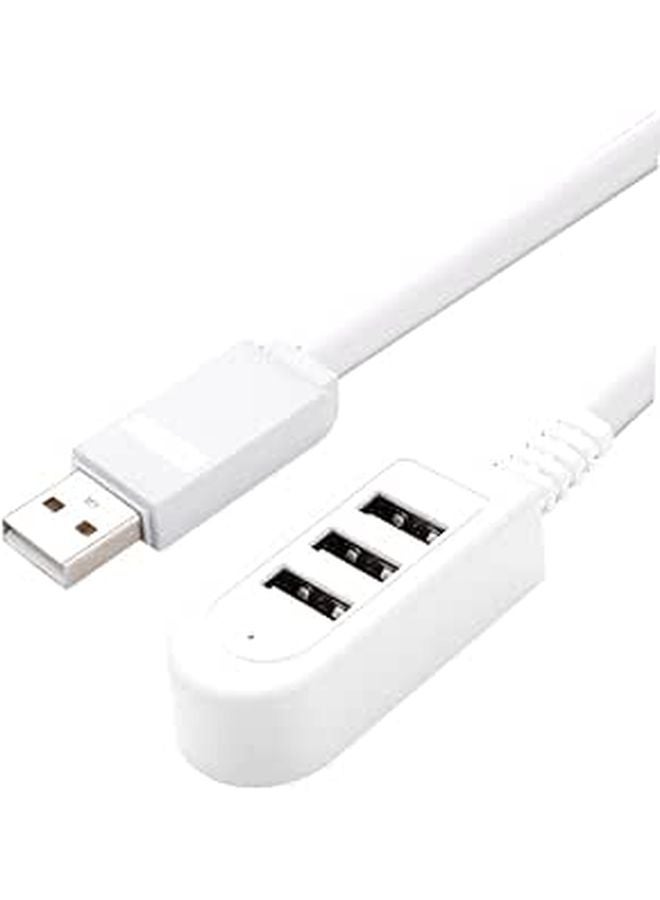 محور USB متعدد المنافذ كابل تمديد 0.25 متر أبيض شاحن سريع 3 أمبير للمنزل والمكتب والكمبيوتر - Image 1