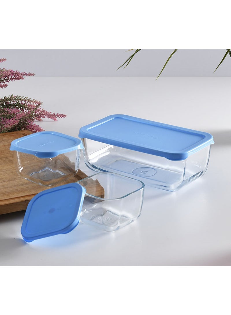 Paşabahçe Pasabahce Snowbox Set 1200cc + 2×275cc – 3-Piece Airtight Food Set BL - Image 1