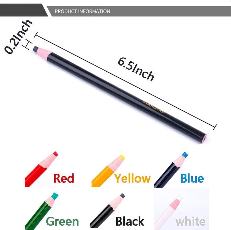 RIANZ 6 Pcs Tailor Sewing Mark Chalk Pencil Tailor's Marking and Tracing Tools Free Cutting Crayons Sewing Fabric Pencil (6 Colors x 1) - Image 4