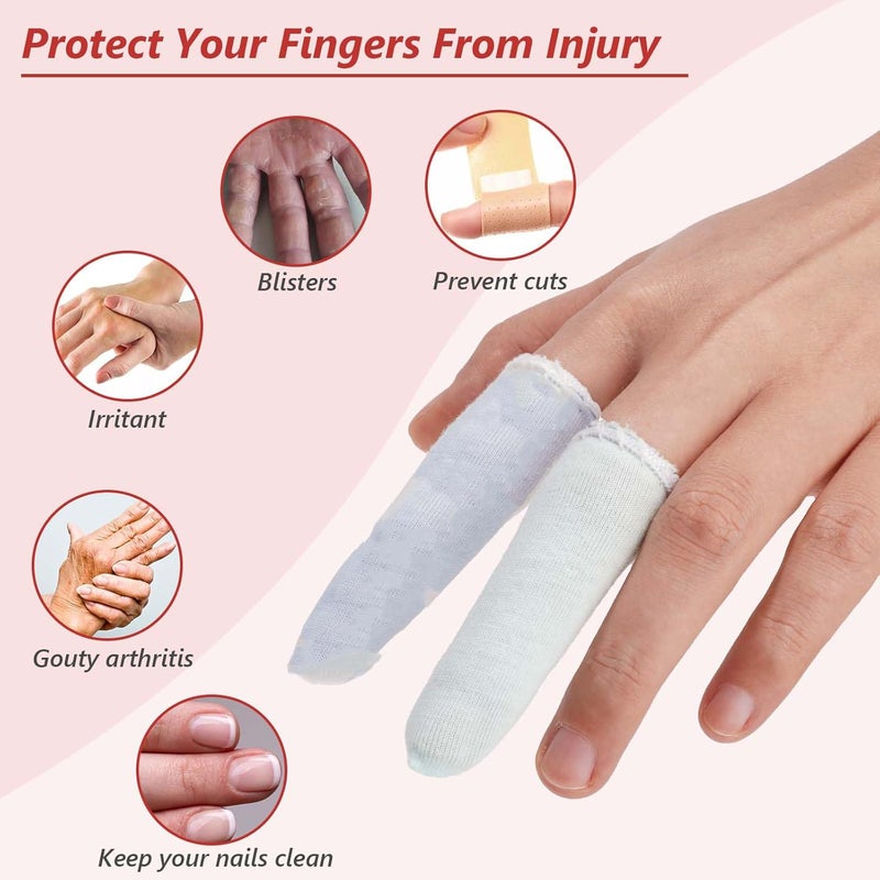 EORTA 100 Pcs Finger Cots Cotton Material with Elasticity Finger Guards Hand Toe Thumb Fingertips Sleeves Protector by , Comfortable, Breathable, Absorb Sweat, Reusable, Random Color - Image 5