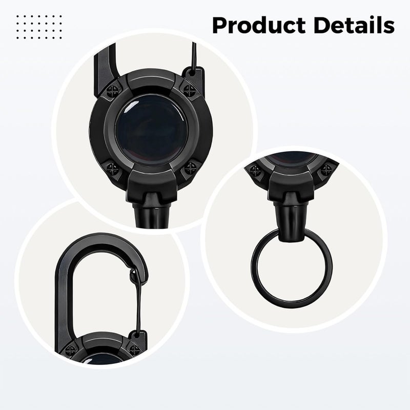 Heavy-Duty Lanyard 3-Pack With Belt Clip, Steel Wire Keychain Retractor, 4.9 In - Image 3