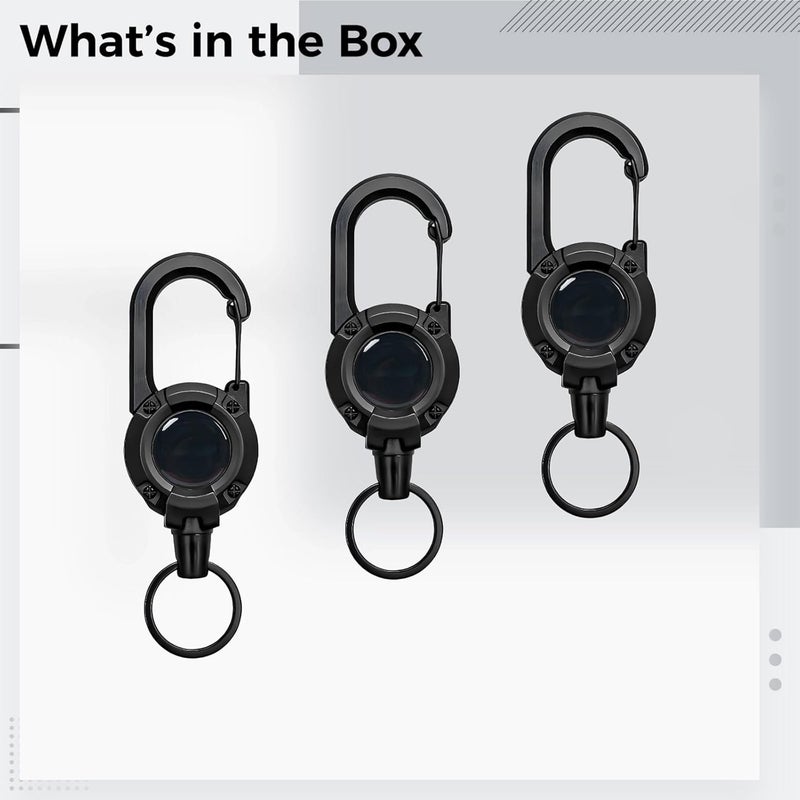 Heavy-Duty Lanyard 3-Pack With Belt Clip, Steel Wire Keychain Retractor, 4.9 In - Image 5