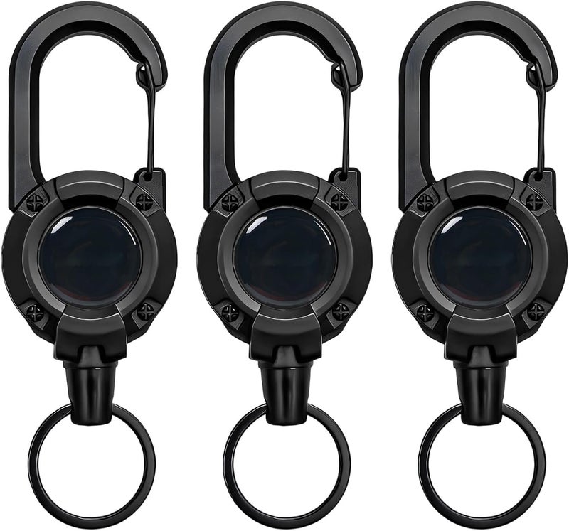 Heavy-Duty Lanyard 3-Pack With Belt Clip, Steel Wire Keychain Retractor, 4.9 In - Image 1