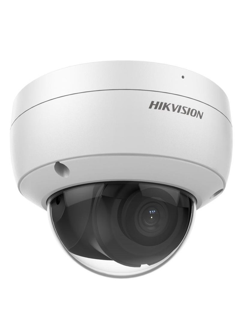 HIKVISION 4 MP AcuSense Built-in Mic Vandal Fixed Dome Network Camera, 2.8mm Fixed Lens, H.265+ Compression, Up to 30m IR Range, 120 dB True WDR, Support MicroSD, IP67 / IK10 Protection, White | DS-2CD2143G2-IU - Image 1