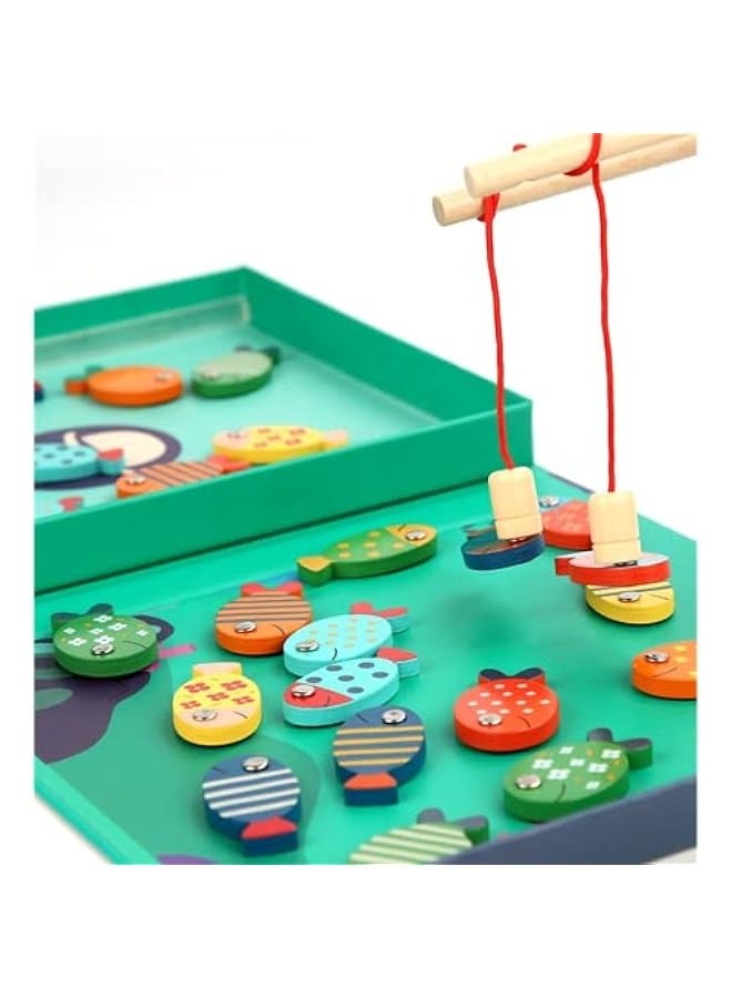 DURKU Wooden Magnetic Fishing Game for Toddlers - ABC Learning Letter Games for Kids, Montessori Toy Gift for Boys and Girls Ages 3-5 - Image 1