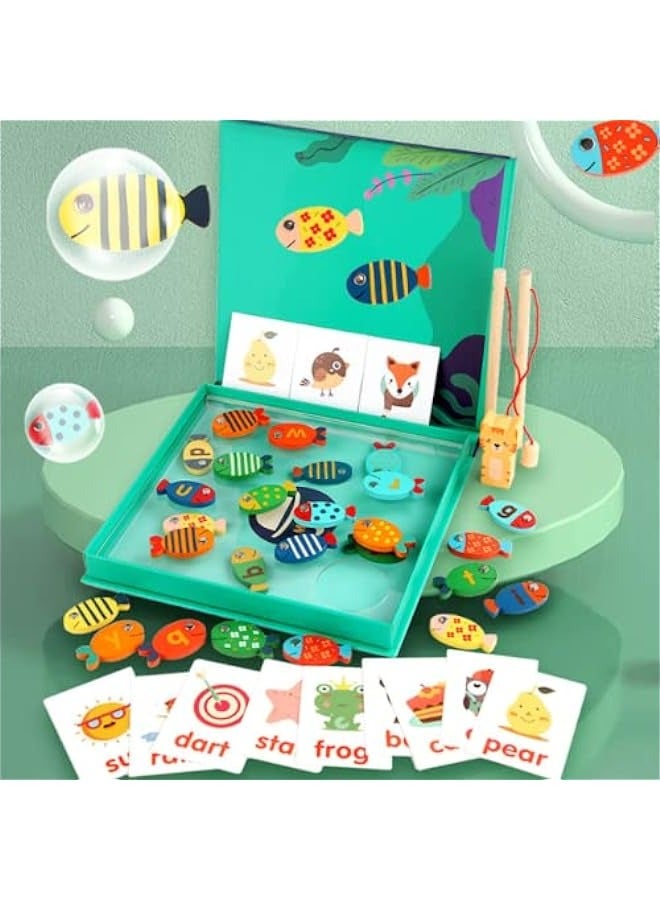 DURKU Wooden Magnetic Fishing Game for Toddlers - ABC Learning Letter Games for Kids, Montessori Toy Gift for Boys and Girls Ages 3-5 - Image 2