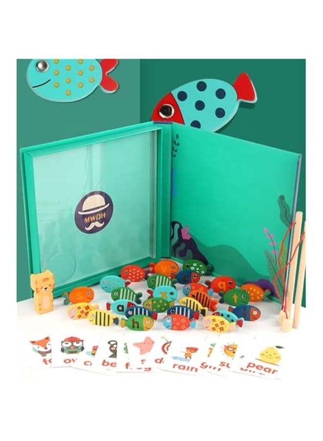 DURKU Wooden Magnetic Fishing Game for Toddlers - ABC Learning Letter Games for Kids, Montessori Toy Gift for Boys and Girls Ages 3-5 - Image 3