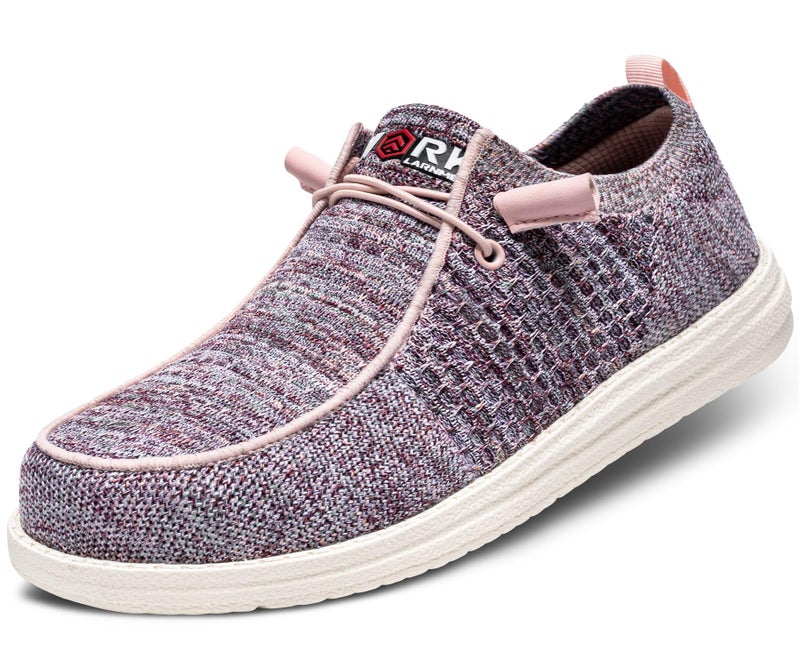 LARNMERN Slip On Steel Toe Loafers Women Work Safety Shoes Lightweight Comfortable Walking Sneakers(6 Women, Pink Rose) - Image 1