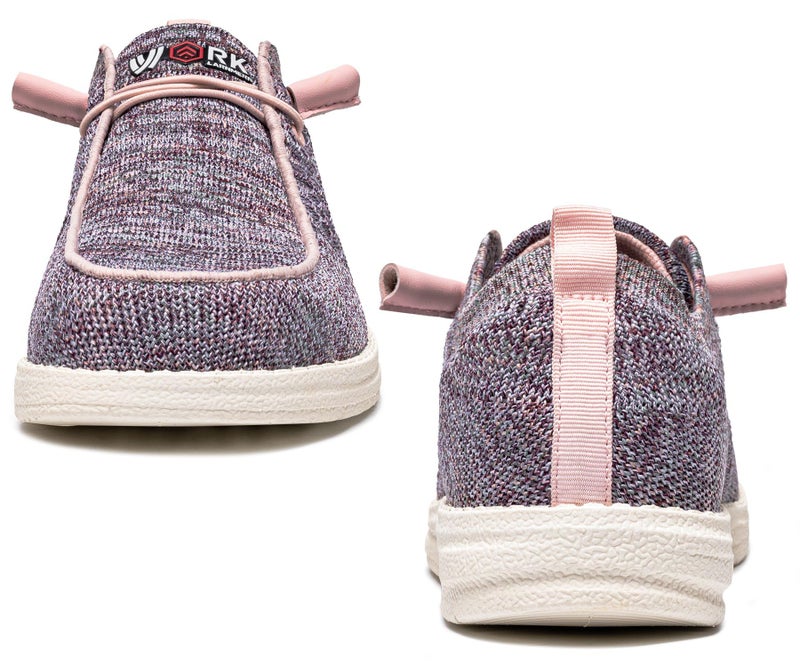 LARNMERN Slip On Steel Toe Loafers Women Work Safety Shoes Lightweight Comfortable Walking Sneakers(6 Women, Pink Rose) - Image 3