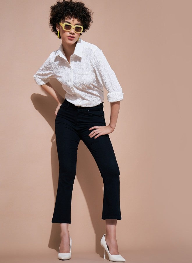 SASSAFRAS Bootcut Stretchable Jeans for Women in Dark Shade - Image 4