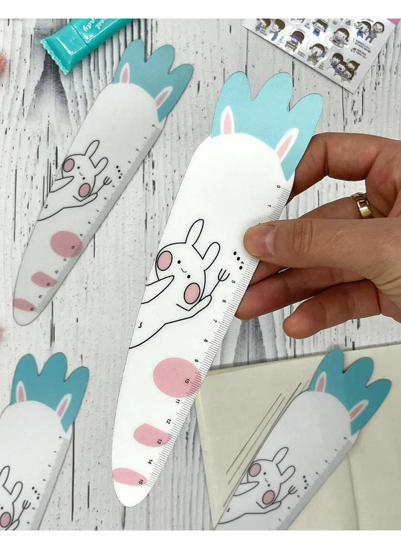 Kağıt Gemi Dükkan Magnetic Cute Rabbit White Ruler
