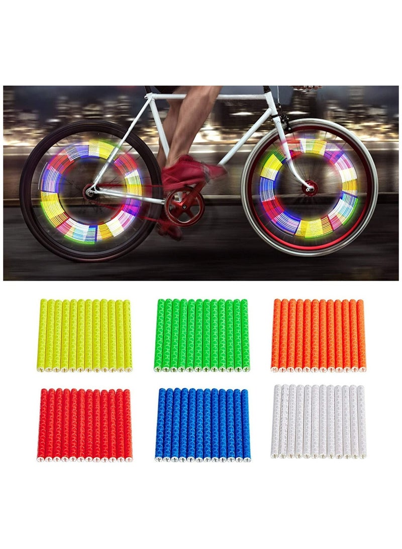 واي آند دي Bike Spoke Reflectors, 6 Sets/72Pcs Wheel Decoration Reflective Warning Strips, 360° Visibility Easy Mounting, Waterproof Riding Strips Clip Tube for Road Mountain - Image 1