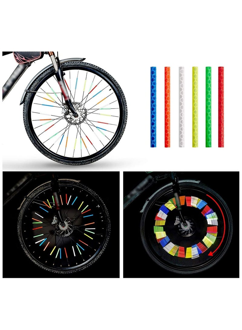 واي آند دي Bike Spoke Reflectors, 6 Sets/72Pcs Wheel Decoration Reflective Warning Strips, 360° Visibility Easy Mounting, Waterproof Riding Strips Clip Tube for Road Mountain - Image 2