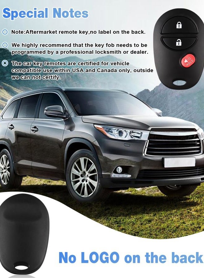 Kaboll Key Fob Keyless Entry Remote Replacement for Toyota Tacoma Tundra Sienna Sequoia Highlander - 3 Buttons Car Key Fob FCC: GQ43VT20T (Set of 2) - Image 4