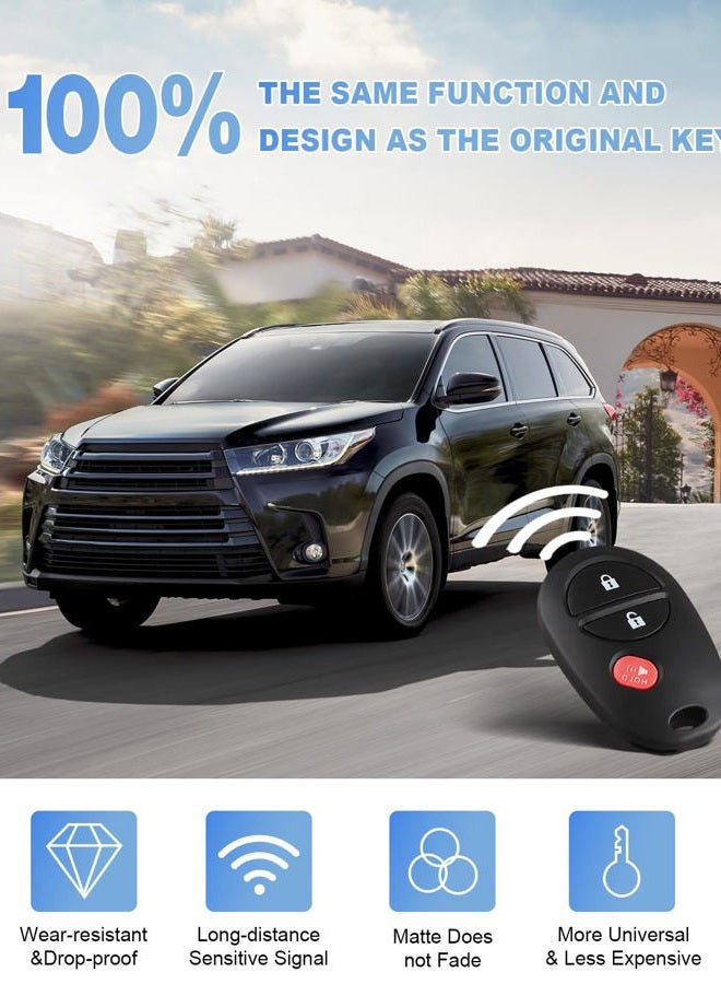 Kaboll Key Fob Keyless Entry Remote Replacement for Toyota Tacoma Tundra Sienna Sequoia Highlander - 3 Buttons Car Key Fob FCC: GQ43VT20T (Set of 2) - Image 3