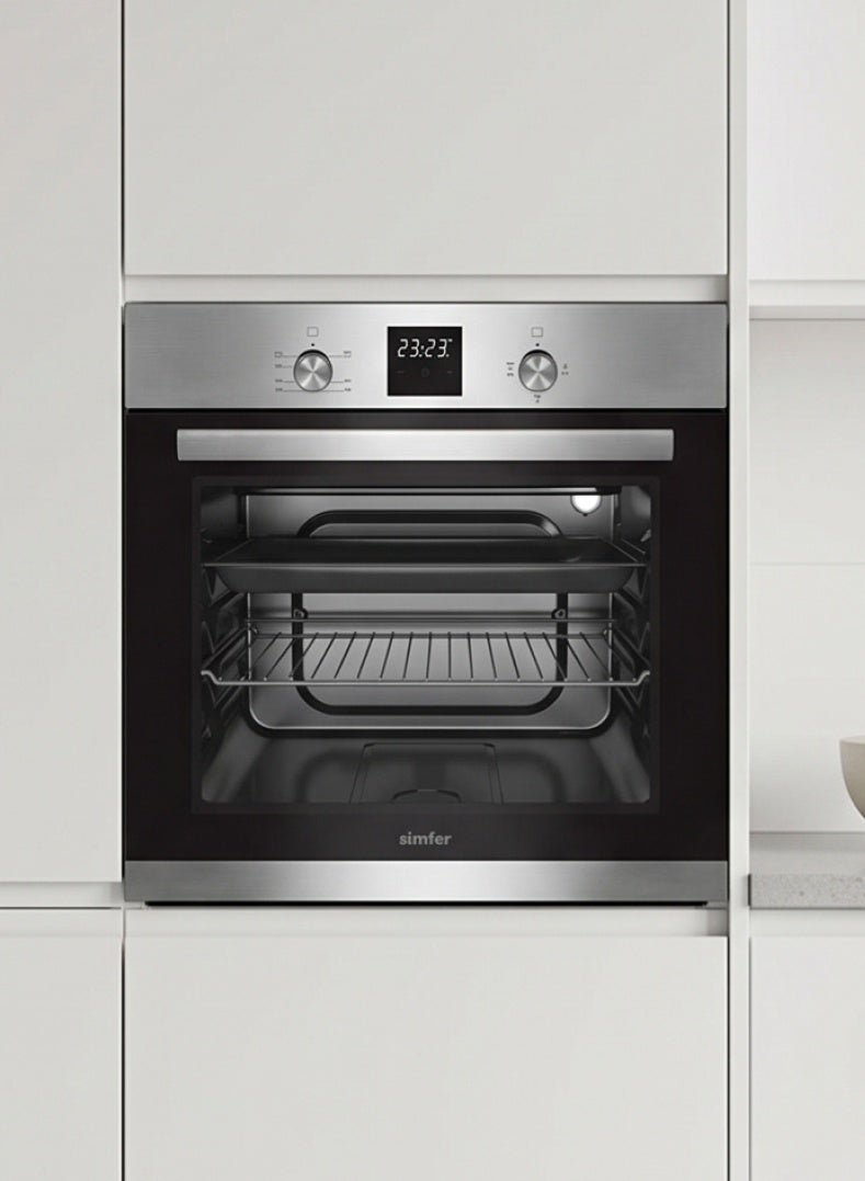Simfer Gas Oven 60 cm | 63L Large Capacity | Gas Grill with FFD Safety | Digital Programmer Timer Fan Light | 3 Cooking Functions | Stainless Steel Control Panel | Double Black Glass Door Low-E | Turbo Cooling | SMF603BOG-DT - Image 5