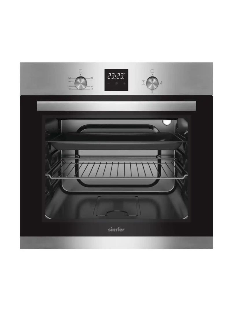 Simfer Gas Oven 60 cm | 63L Large Capacity | Gas Grill with FFD Safety | Digital Programmer Timer Fan Light | 3 Cooking Functions | Stainless Steel Control Panel | Double Black Glass Door Low-E | Turbo Cooling | SMF603BOG-DT - Image 1