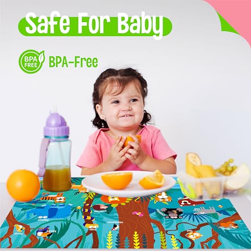 SpriteGru 6 Pack Placemats for Kids, Non-Slip Washable Dining Mats, Reusable Jungle, Underwater World, Farm, Dinosaur, Vehicle & Magic World Table Mats for Home, Kindergarten, Classroom, Nursery - Image 4