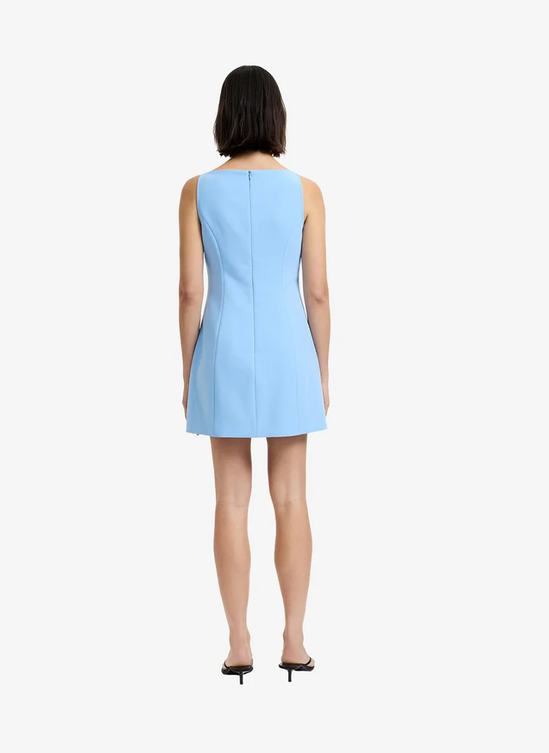 French Connection  Women's Azra Twill Sleeveless Faux Button Light Blue Mini Dress for Women | Best Price UAE