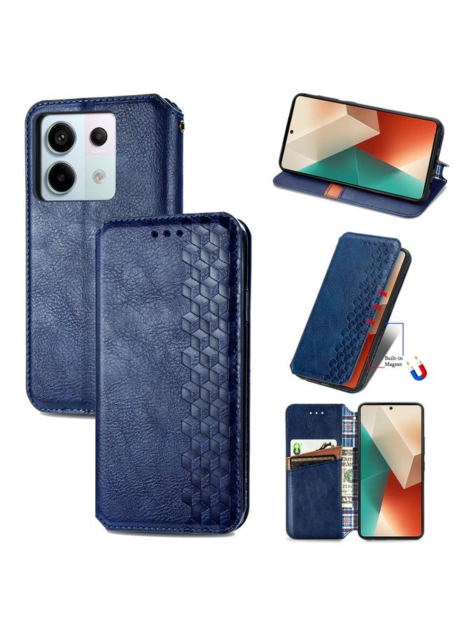 The Bros Case For Xiaomi Redmi Note 13 Pro Cubic Grid Pressed Magnetic Leather Phone Case