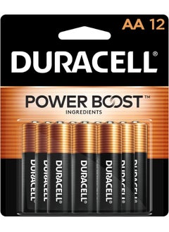 Duracell  AA Batteries with Power Boost Ingredients, 12 Count Pack Double A Battery with Long-lasting Power, Alkaline AA Battery for Household and Office Devices