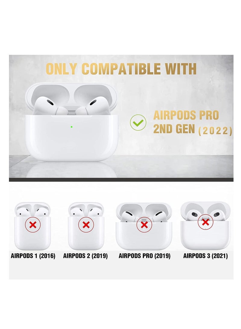Compatible for Airpods Pro 2nd Generation Case Cover, PU Leather Case Cover Protective Case with Keychain for New Airpods Pro 2 Case 2022 [Front LED Visible] (Black)  - Image 4