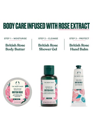 British Rose Mini Gift Set – Shower Gel (60 Ml) And Body Butter (50 Ml) And Hand Cream (30 Ml) – Fresh Rose-Petal Fragrance Trio For Gentle Cleansing, Deep Hydration And Silky Smooth Skin - view 3